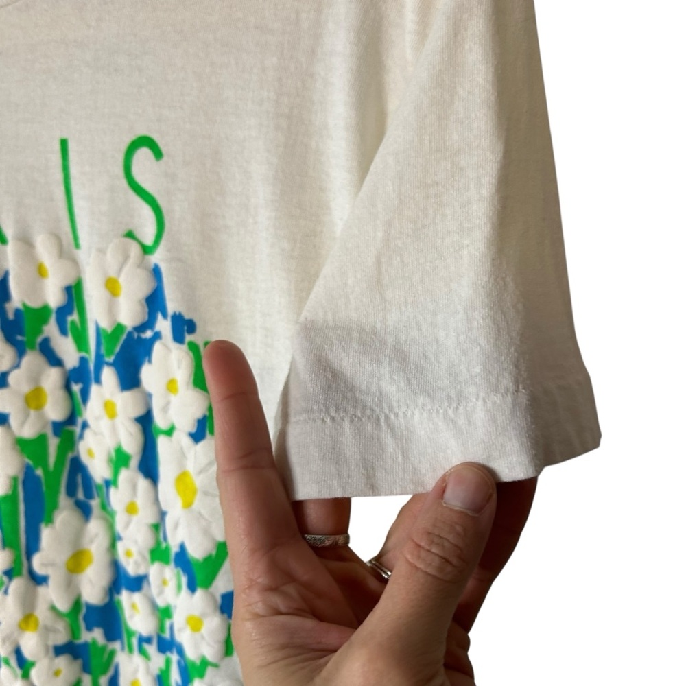 Vintage Paris France Daisy Floral Tee 90s Single Stitch Tourist Shirt M - Picture 4 of 9
